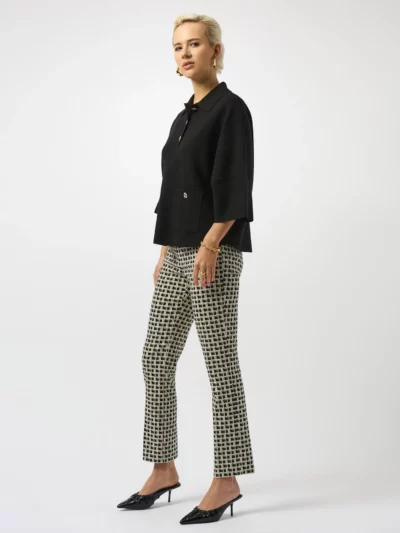 Black/Off-White Strait-Leg Pants