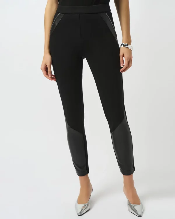 Heavy Knit and Leatherette Pull-On Legging