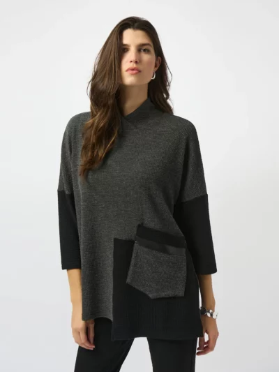 Textured Knit Color Block Boxy Top