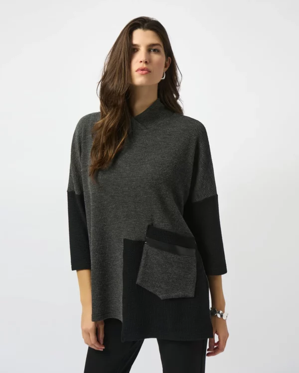 Textured Knit Color Block Boxy Top