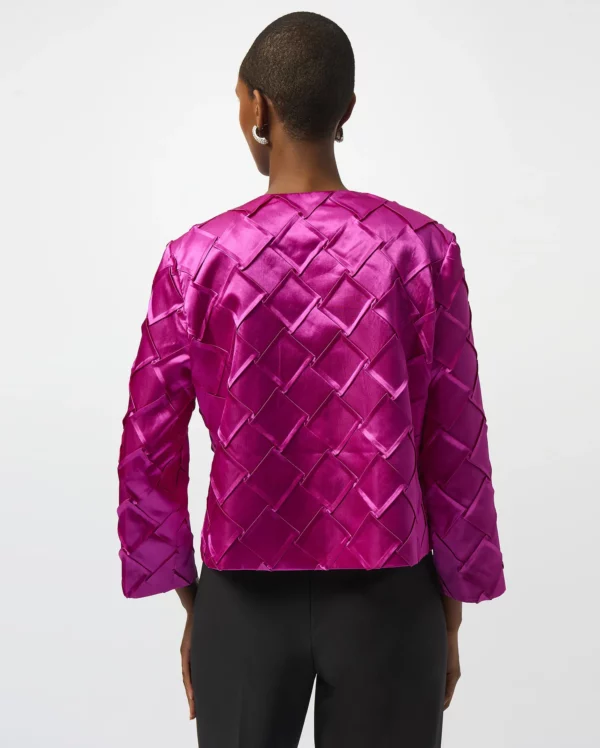 Textured Satin Collarless Jacket - Image 4