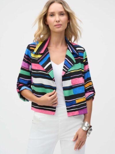 Striped Puff Sleeve Blazer