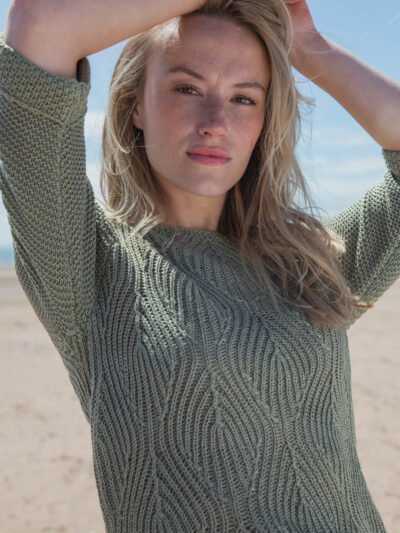 Crew Sweater with 3/4 length Sleeve