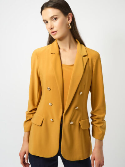 Silky Knit Formal Double-Breasted Blazer