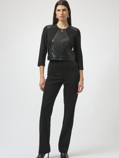 Heavy Knit and Leatherette Fitted Jacket