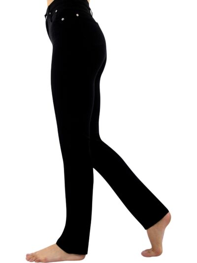 Cotton rich 4 way stretch high waisted slim straight leg jean