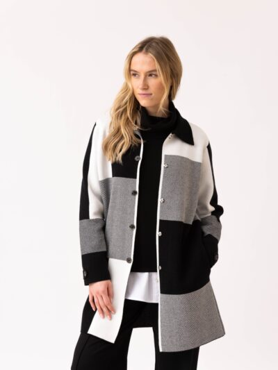 Cotton rich oversized longer length button front shacket