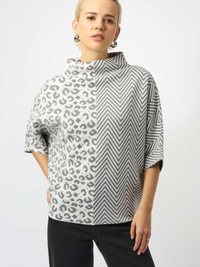 Jacquard Knit Mixed Print Boxy Sweater