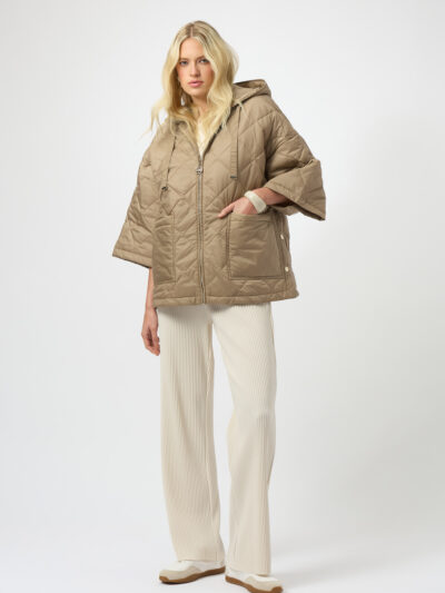 Woven Diamond Quilt Hooded Jacket