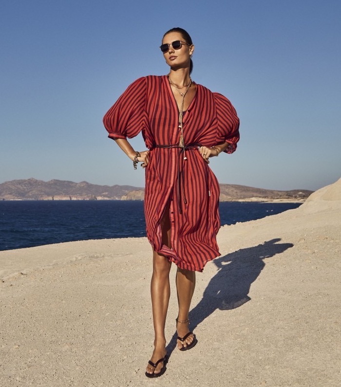 Sea Level striped kaftan by the sea
